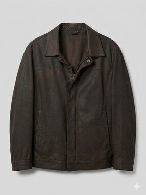 Vintage Vera Pelle Men's Brown Leather Jacket Sz 58